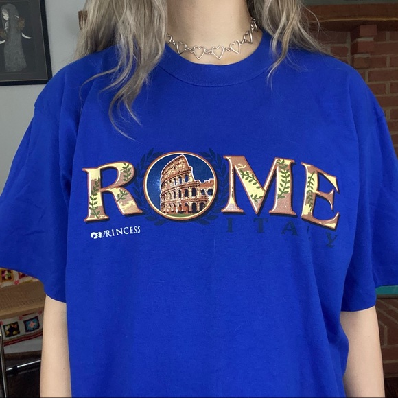Vintage Tops - Vintage Y2K Deadstock Rome Italy Princess Cruises Travel Oversized Graph…
